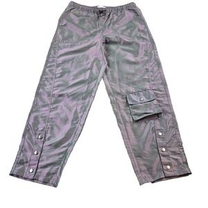 Love Fire Women's Pants Lightweight Joggers Parachute Iridescent Elastic Waist L